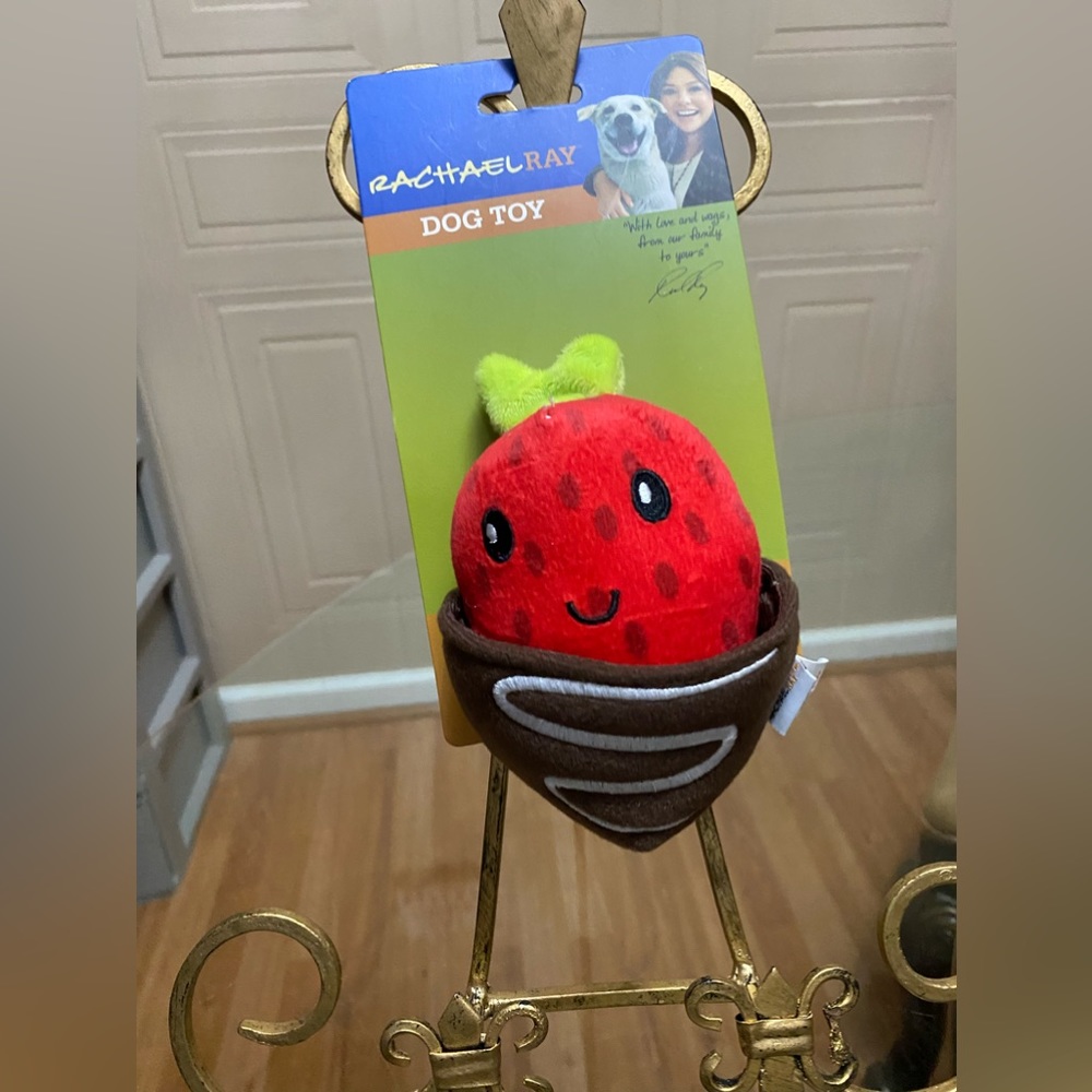 Rachael Ray Brand New Strawberry Chocolate With Squeaker Dog Toy .